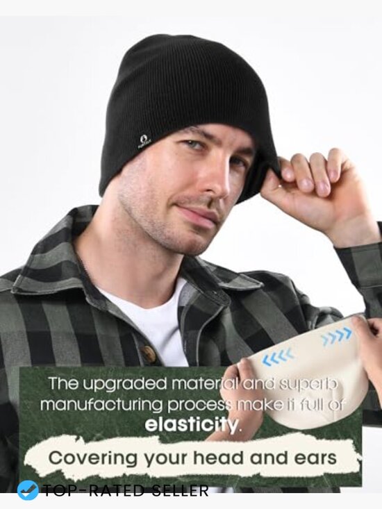 Double-Layer Beanie Hat Ultra Soft Stretchy Cuffless Unisex Warm Thick Winter